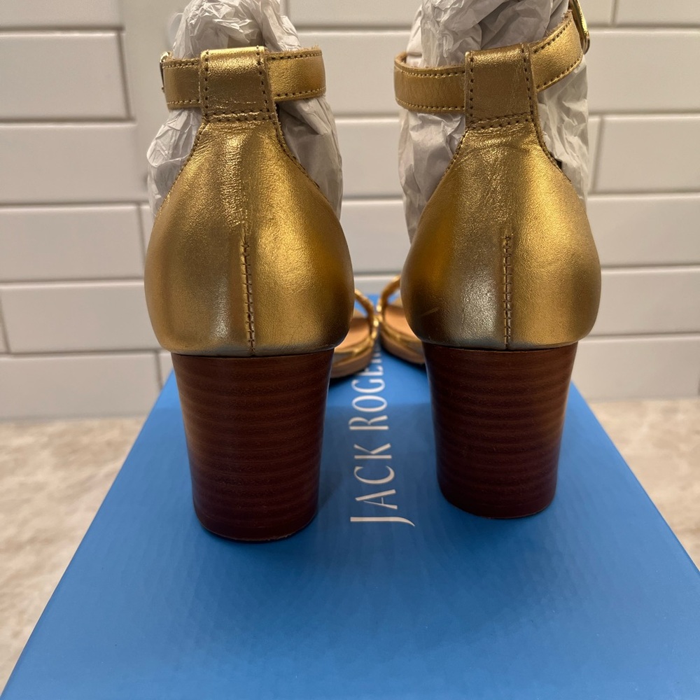 Jack Rogers Metallic Gold Heels- worn once for photo! - Picture 4 of 9
